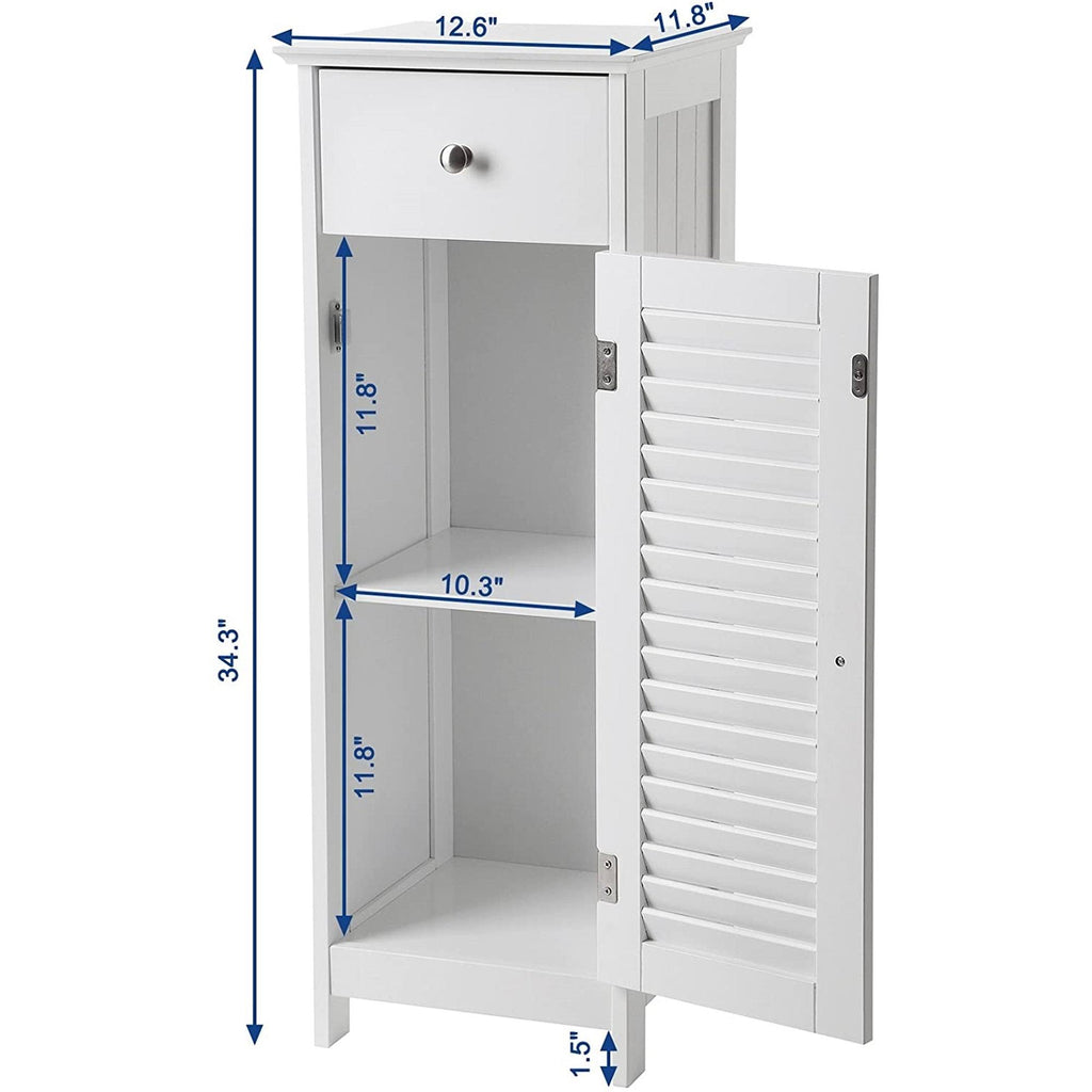 White Wood Finish Bathroom Floor Cabinet with Drawer I65288