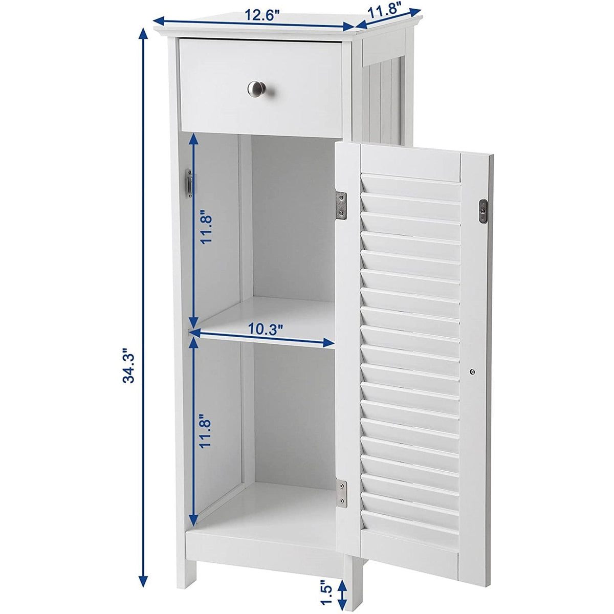 White Wood Finish Bathroom Floor Cabinet with Drawer I65288