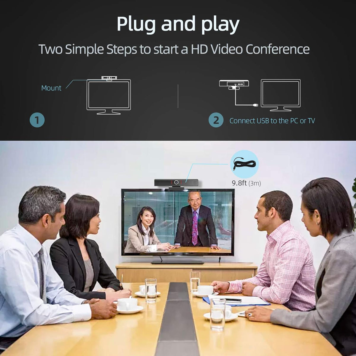 Webcam 1080p Full HD with Stereo Microphone, USB 2.0, Pack of 2 J431509