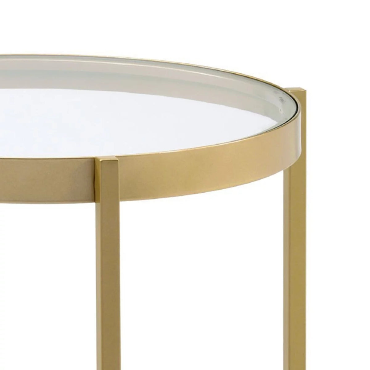 Round Glass Top Metal Frame End Table O846824