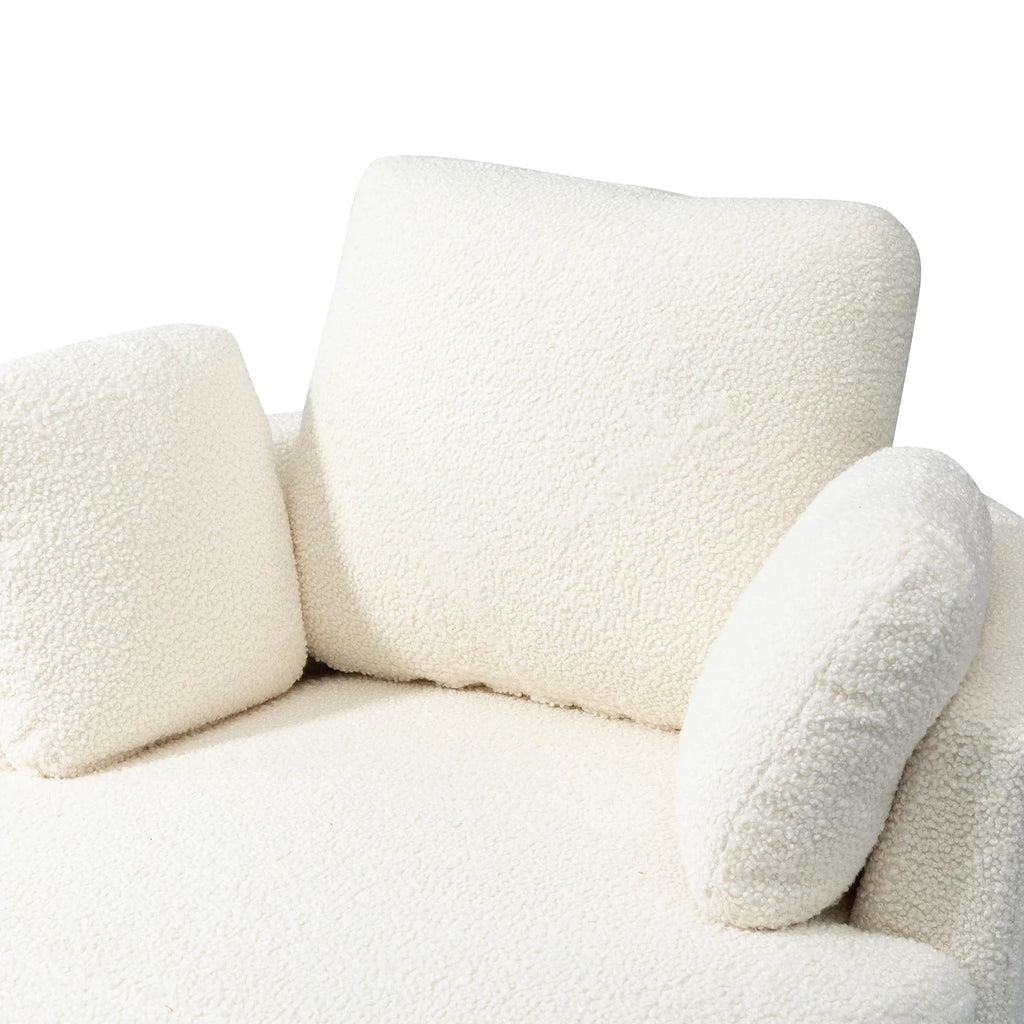 Ivory Boucle Oversized Swivel Accent Barrel Chair R126269