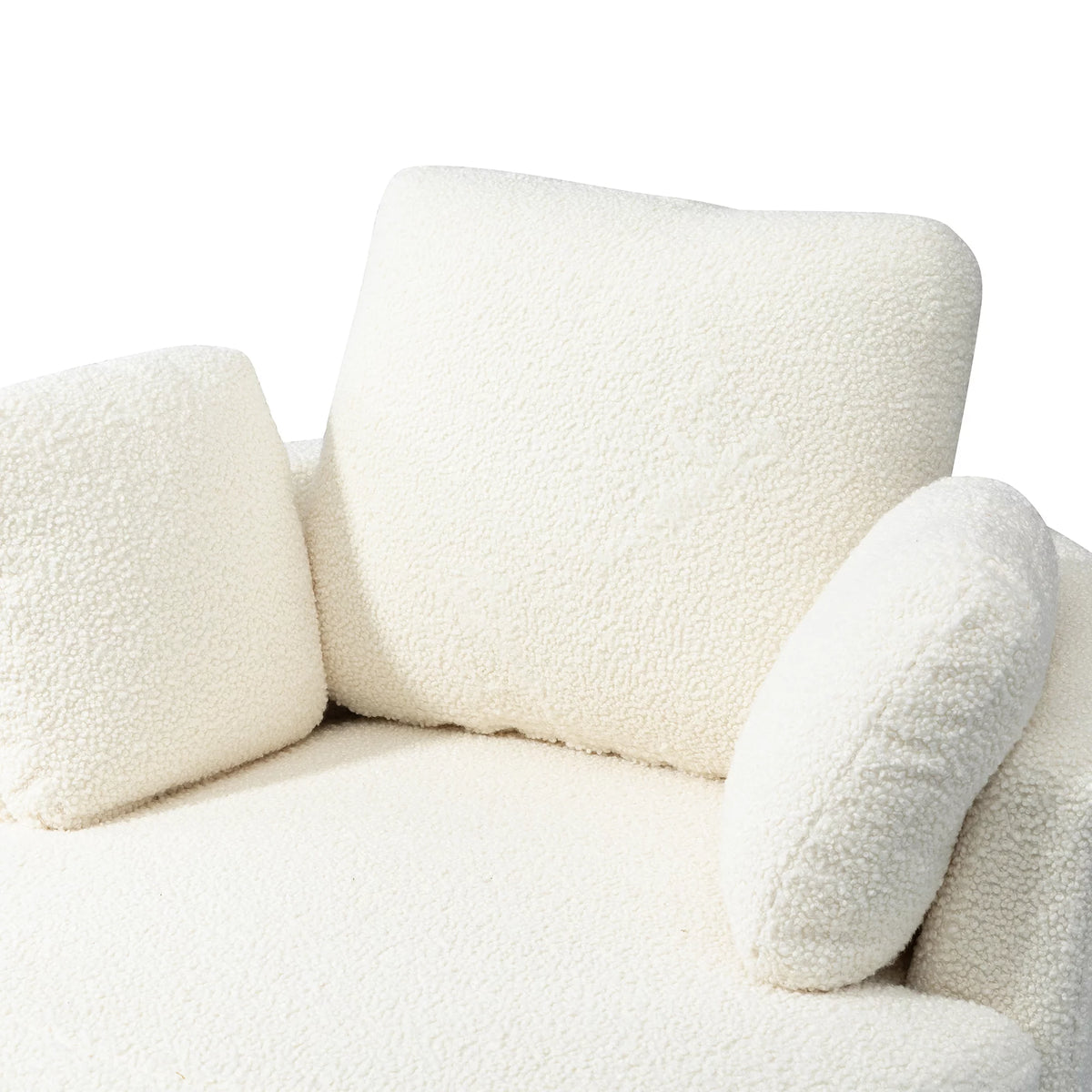 Ivory Boucle Oversized Swivel Accent Barrel Chair R126269