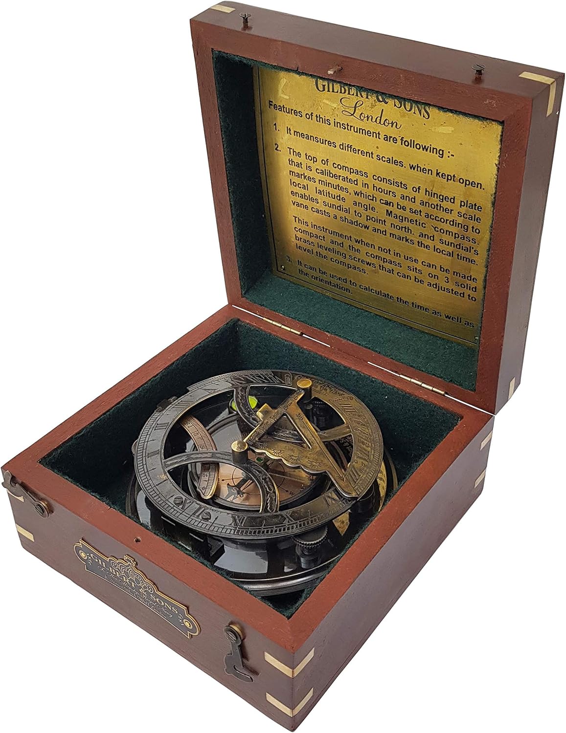 5 inches Large Sundial Compass in Rosewood Case I25721