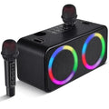 Black Portable Bluetooth Karaoke Machine with 6 Sound Effects and 4 Party Lights V96841
