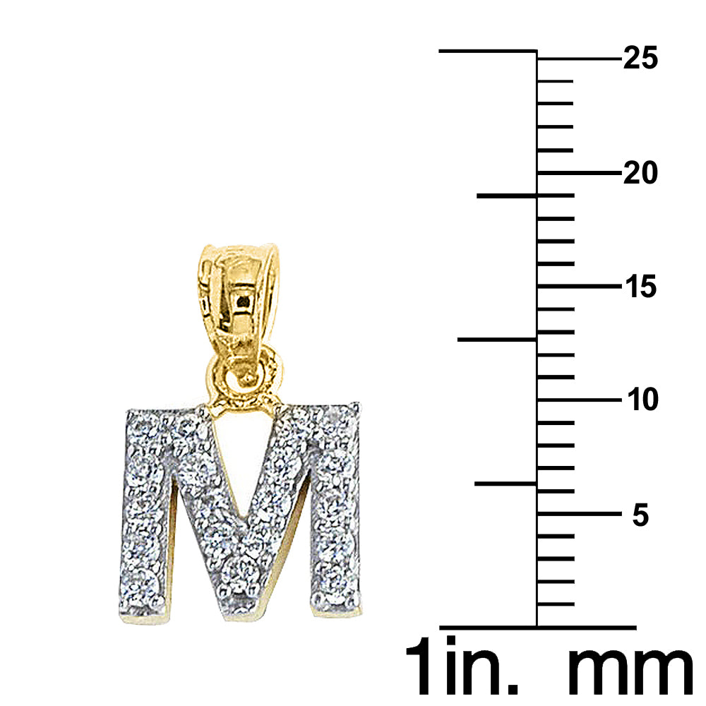 14K Yellow Gold Cubic Zirconia Initial Letter Pendant with 18" Chain Necklace R558