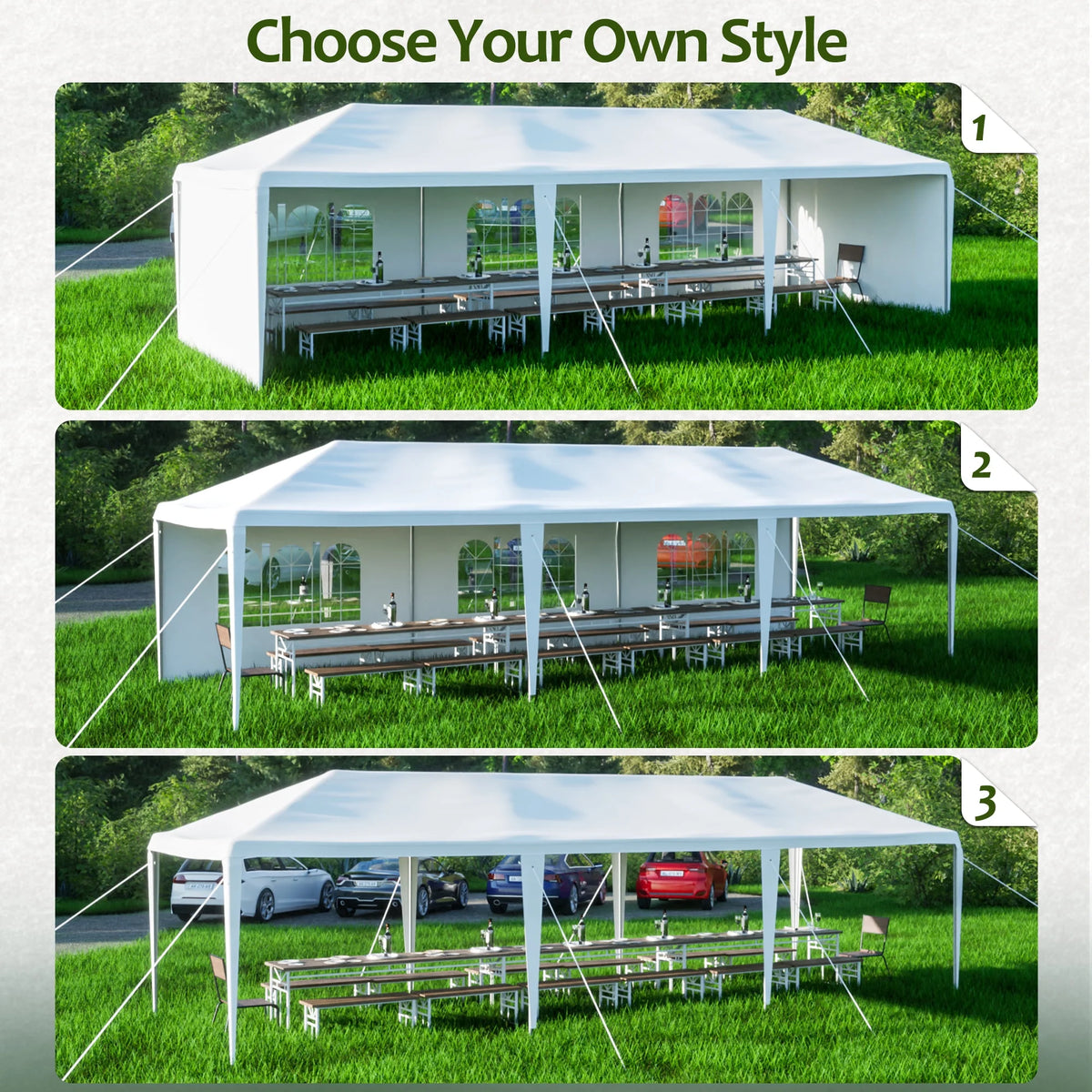 10x30' Outdoor Canopy Tent with 5 Removable Sidewalls F458511