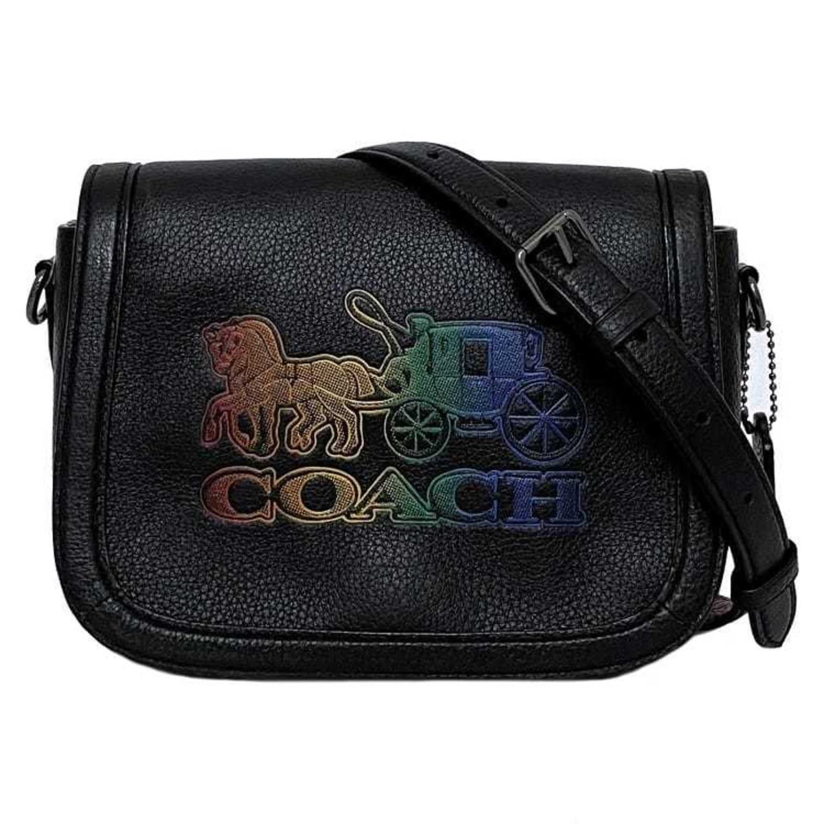Black Leather Shoulder Bag H915