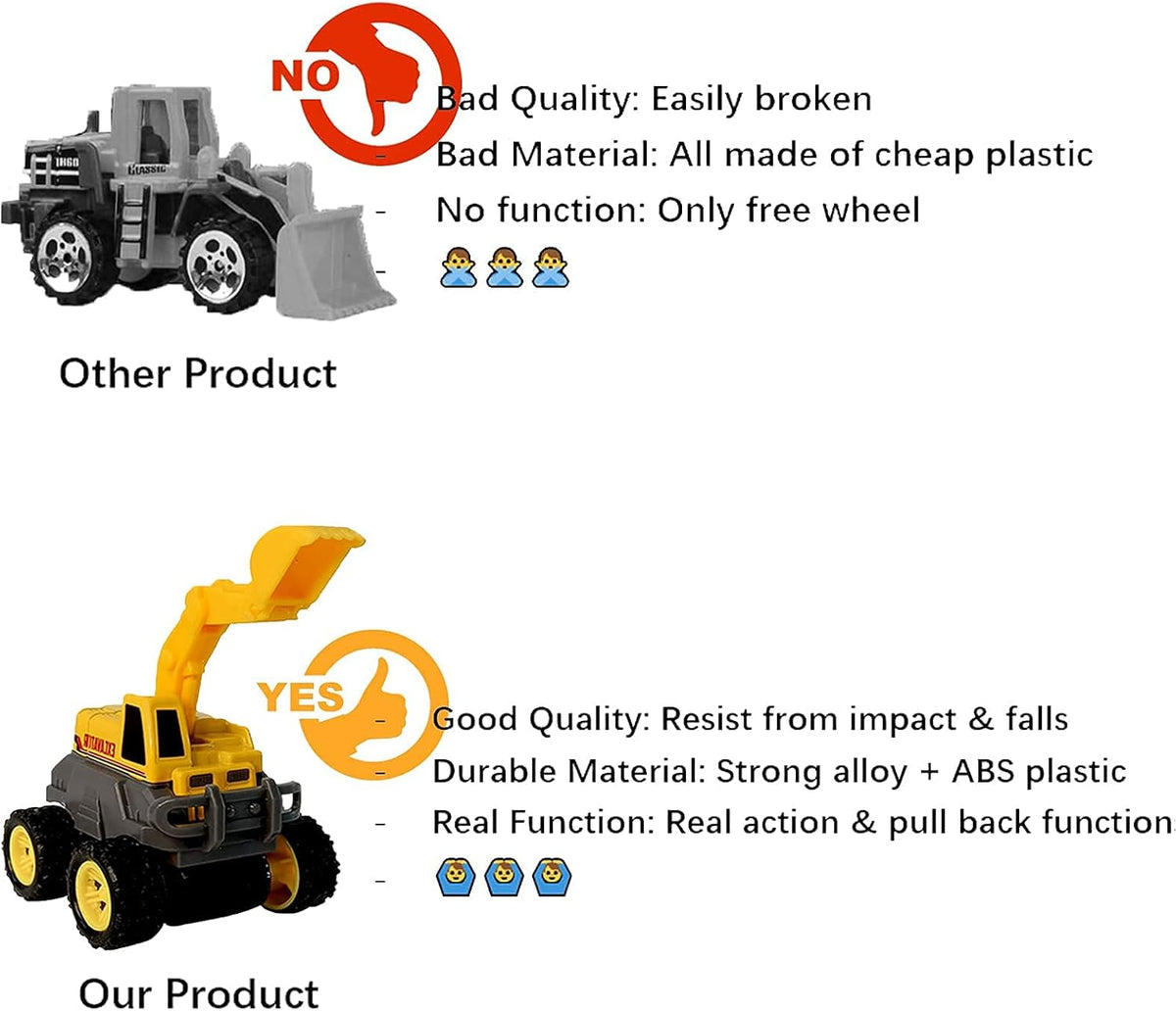 Diecast Toy Trucks Excavator Bulldozer Dump Crane Pack of 2 O714