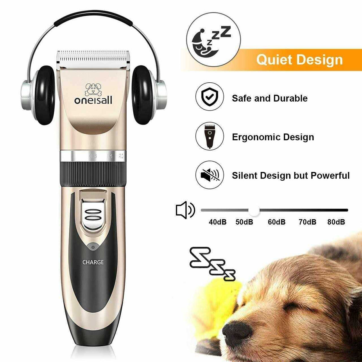 Dog Shaver Clippers Low Noise Rechargeable Cordless Electric Quiet Hair Clippers Set Q557895