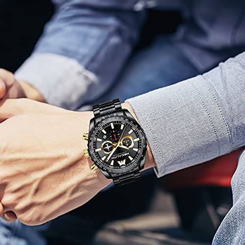 Mens Analog Quartz Chronograph Military Watch 46mm Stainless Steel W48377