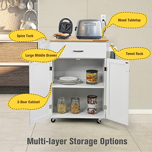 Kitchen Island Cart with Storage on Wheels T657703