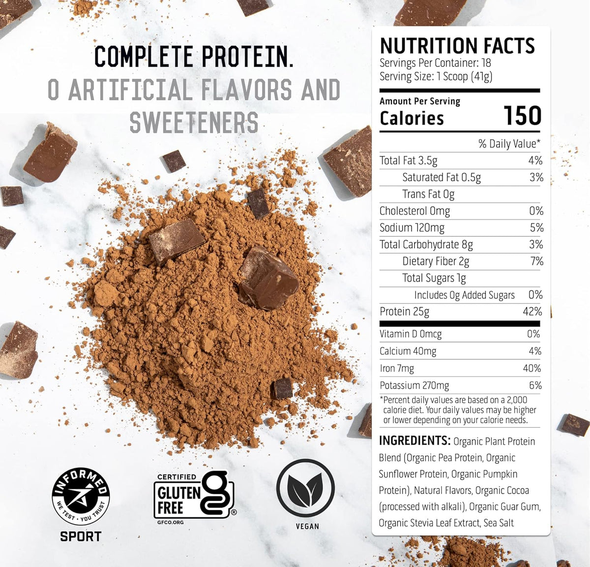 Chocolate Whey and Plant Protein Powder 4 lb 18 Servings Q901578