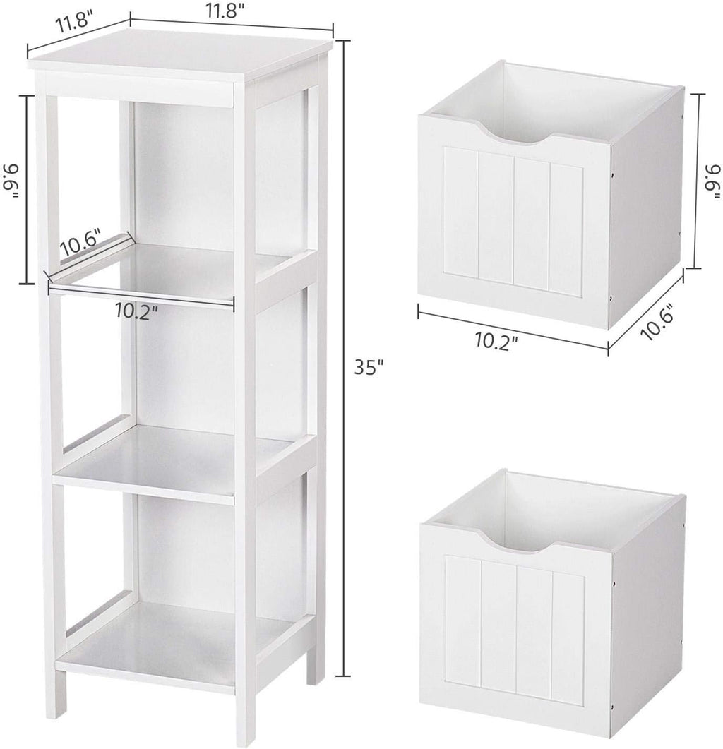 White 2 Drawer Wood Floor Cabinet N90923