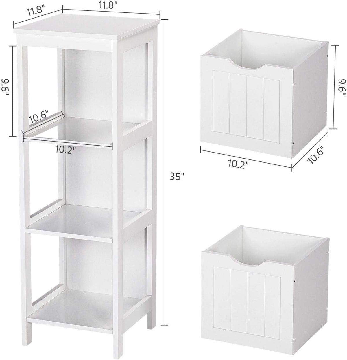 White 2 Drawer Wood Floor Cabinet N90923