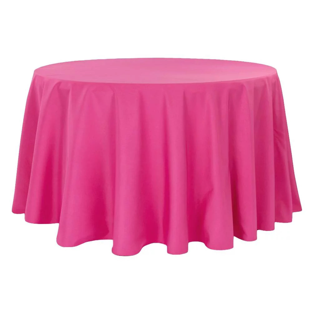 120" Round Polyester Tablecloth Fuchsia T255852
