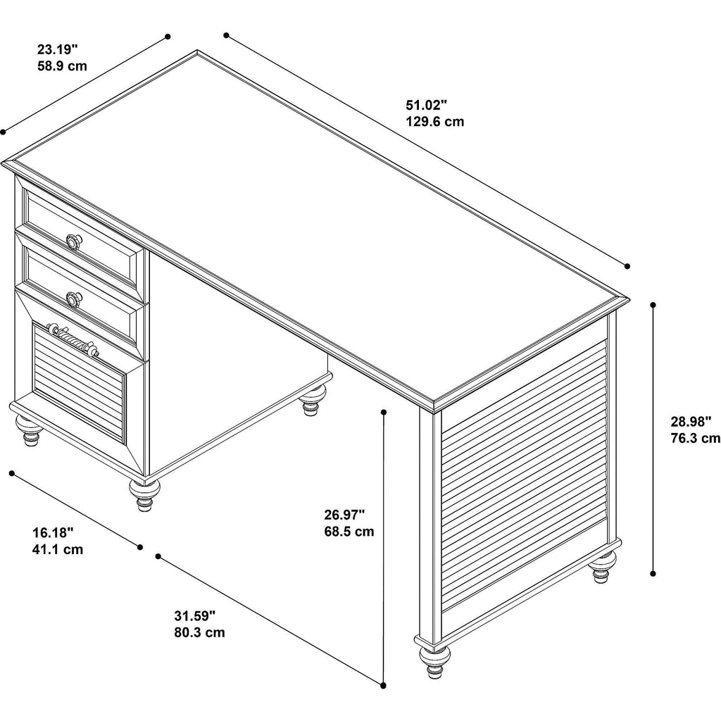 51x22 Desk with File Cabinet, Coastal Cherry C52743