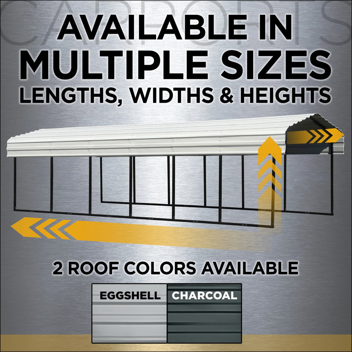 Galvanized Steel Carport Kit, 10' x 20' x 9' S654