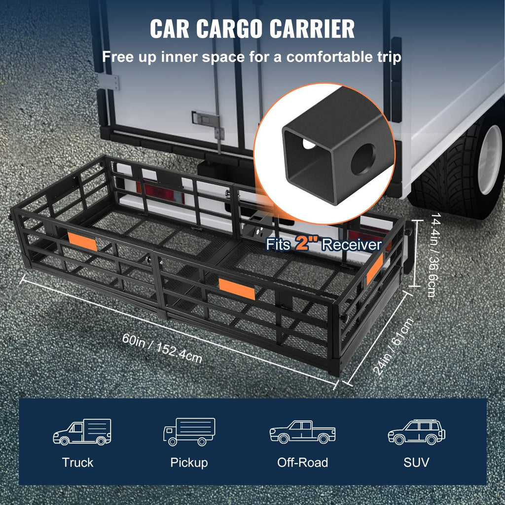 Folding Hitch Mount Cargo Carrier Rack 2" Receiver 500lbs P6249