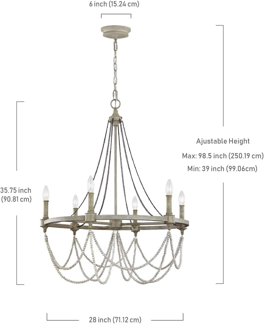 White 6-Light Candle Chandelier A794393