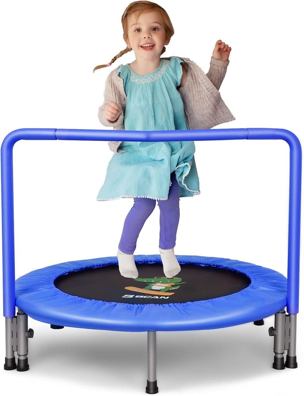36'' Mini Folding Toddler Trampoline with Handle and Safety Padded Cover D2677