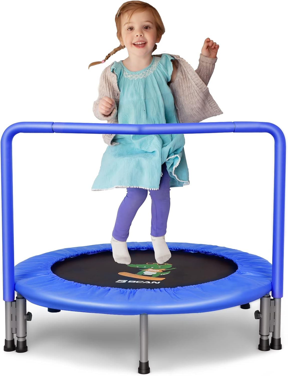 36'' Mini Folding Toddler Trampoline with Handle and Safety Padded Cover D2677