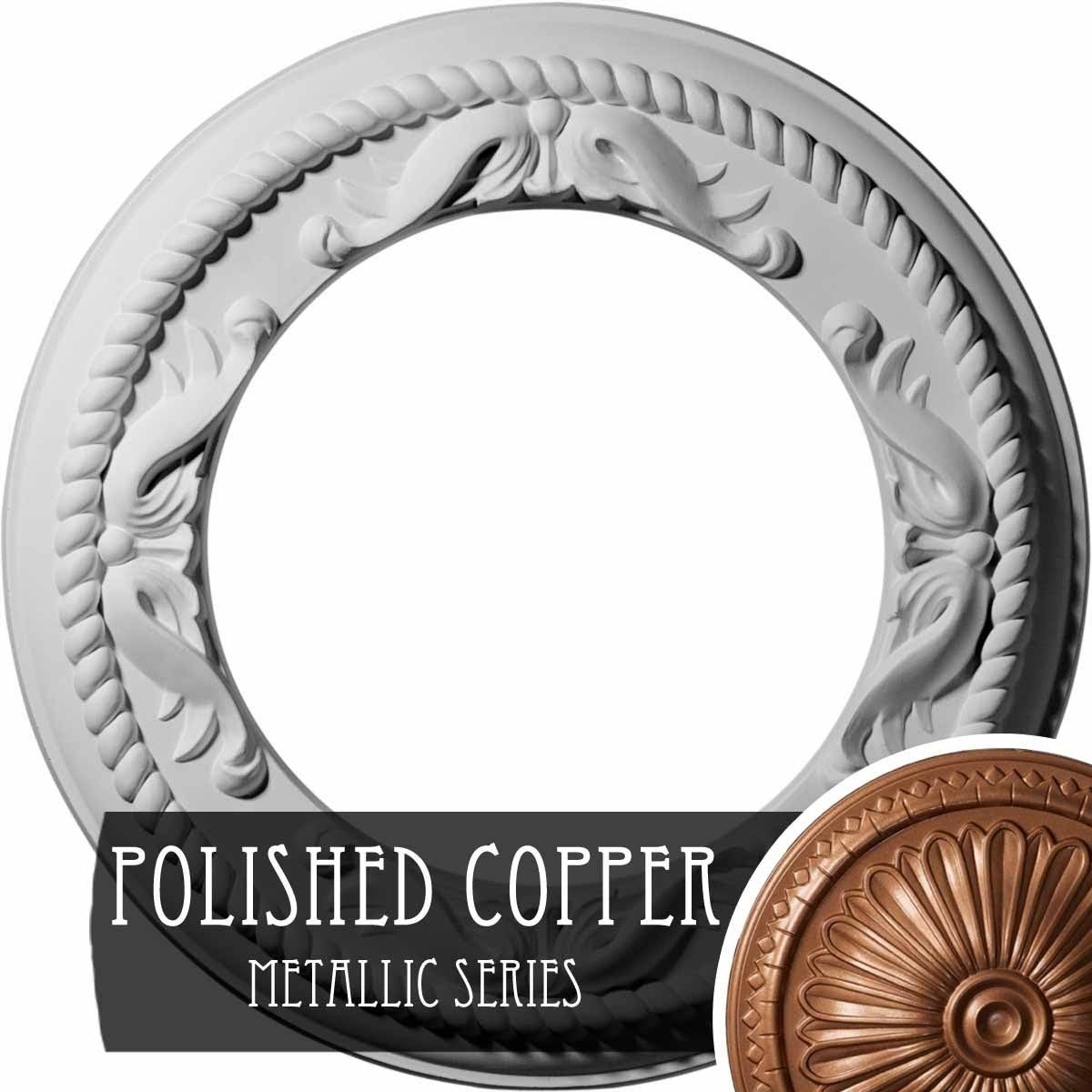 Roped Ceiling Medallion, Hand-Painted Polished Copper V117015