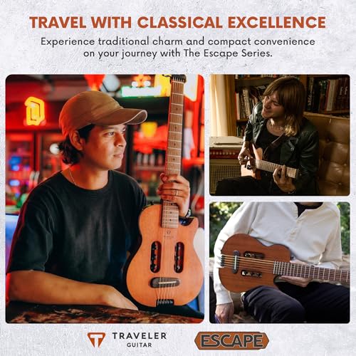 Mahogany Acoustic Travel Guitar with Built-in Headphone Amp L90917
