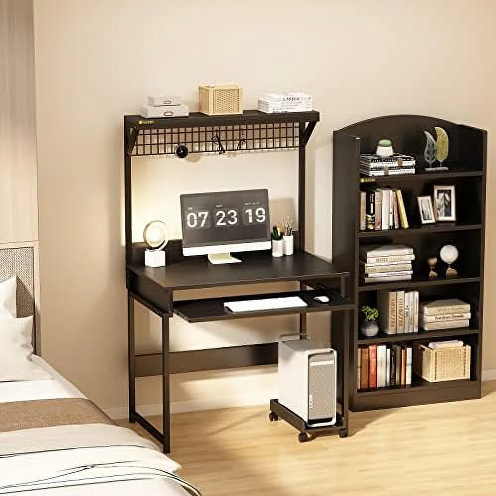 51 Inch Computer Desk with Metal Legs and Upper Shelves B4860