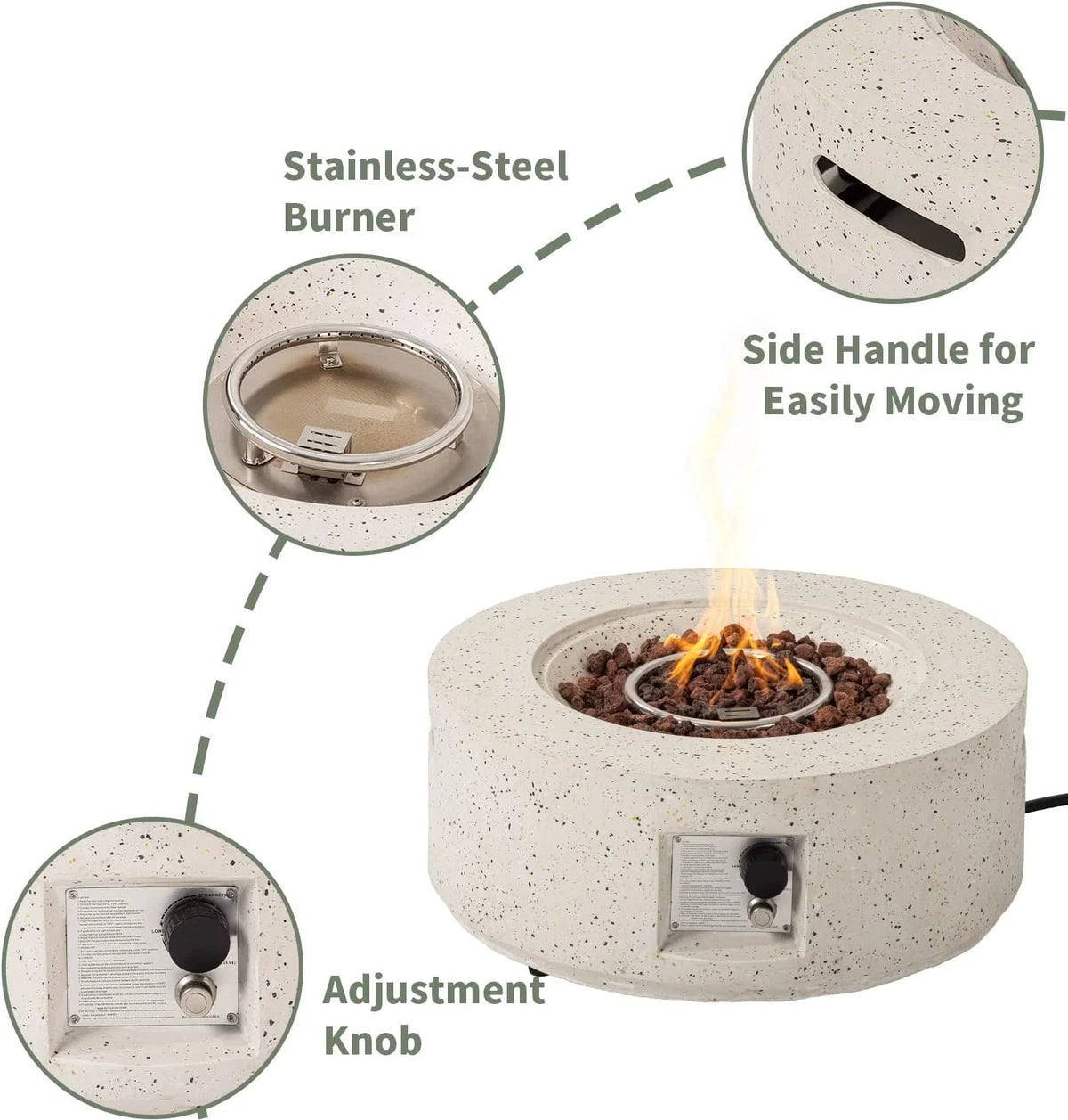 40,000 BTU Outdoor 28-inch Round Propane Fire Pit Table Set H911
