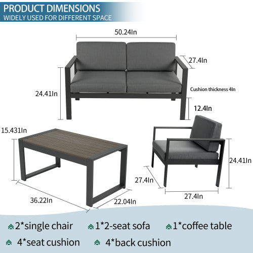 Aluminum 4 Piece Sofa Seating Group E3062