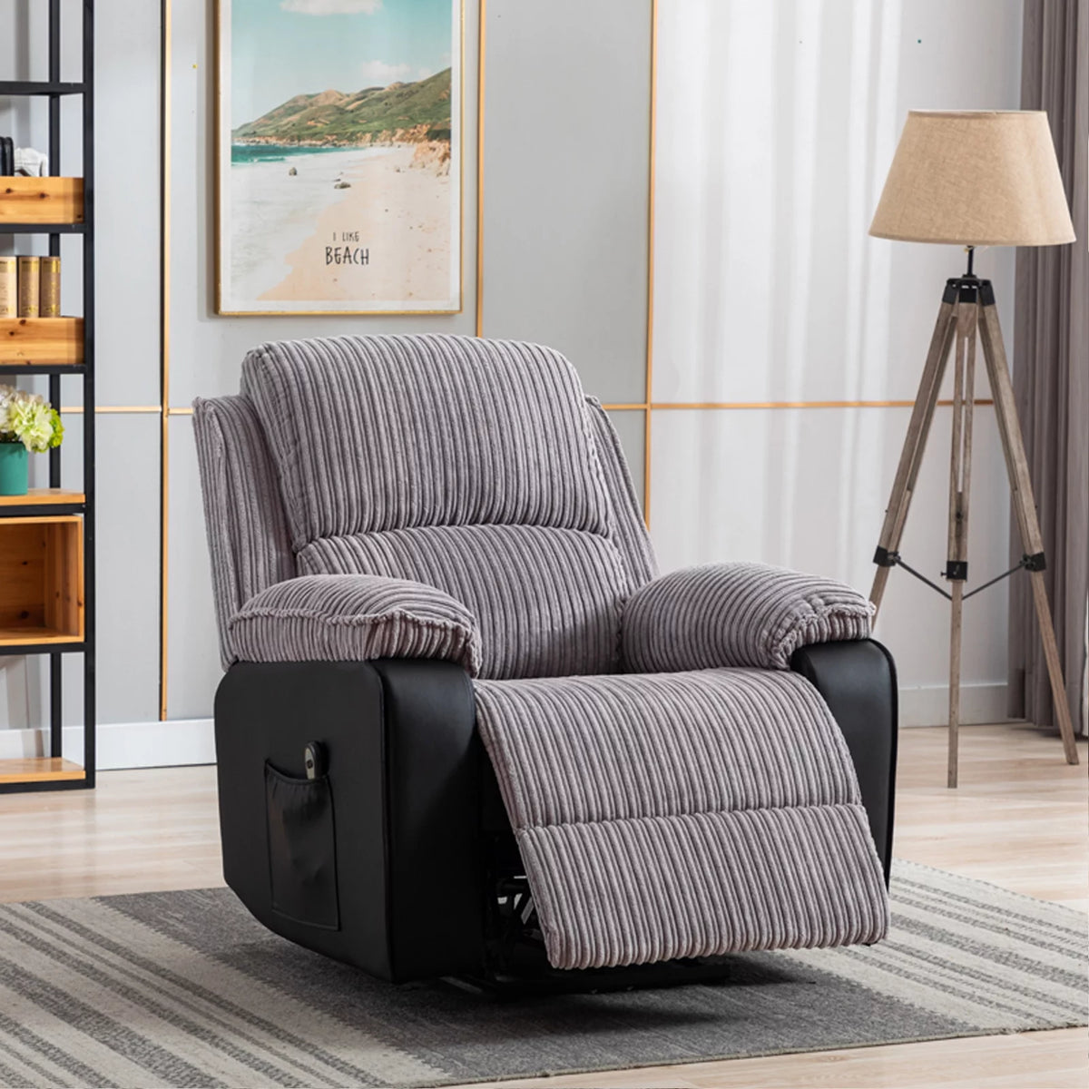Electric Lift Recliner with Heat and Massage, Heavy Lounge Chair with Padded Arms and USB Q86222
