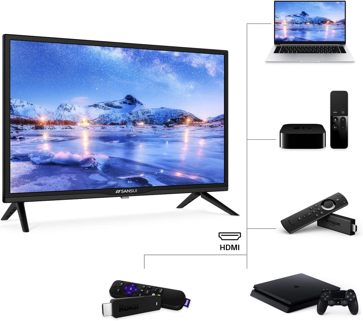 24 inch HD LED TV with HDMI, USB, VGA, Dolby Audio N41415