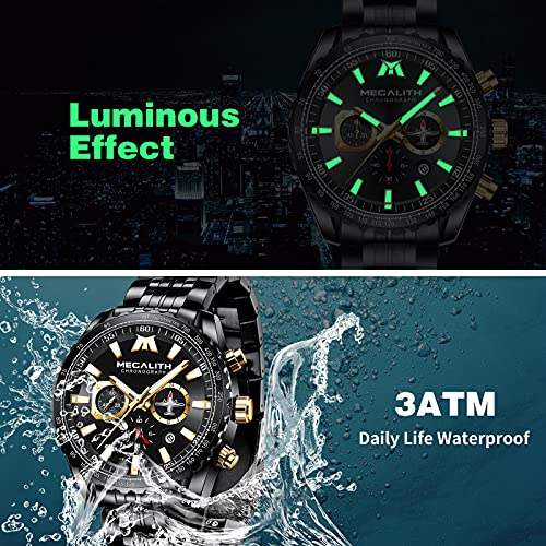 Mens Analog Quartz Chronograph Military Watch 46mm Stainless Steel W48377