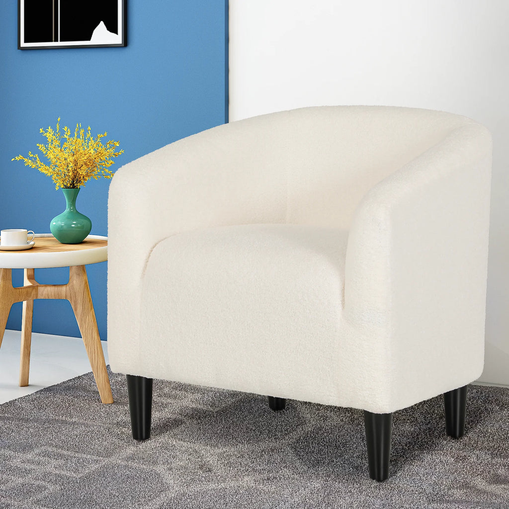 Cream Sherpa Upholstered Barrel Accent Chair M5755