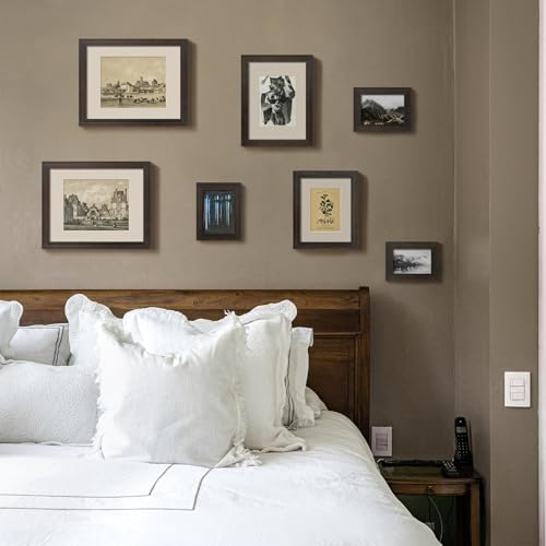 11x14 Wooden Picture Frame with Mat 8x10, Rustic Solid Wood Frame with Real Glass, Set of 2 H7030