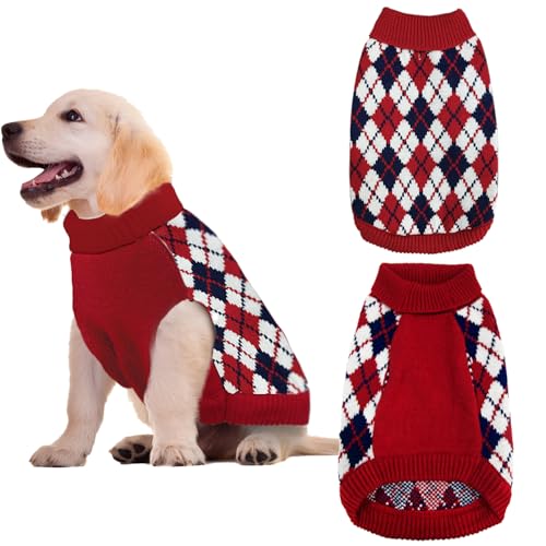 Red Argyle Knit Dog Sweater G4710