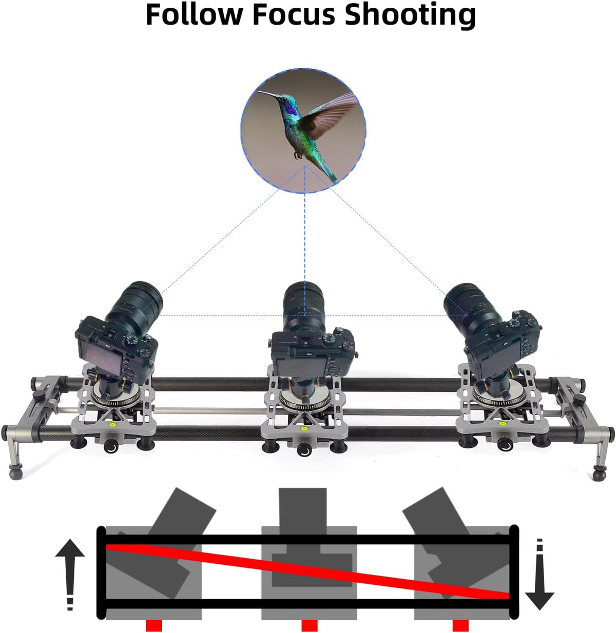Motorized Camera Slider with App Control, 48'' Carbon Fiber Rail N8610