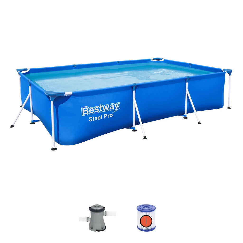 Steel Pro 9.8'x6.6'x26 Rectangular Above Ground Swimming Pool Set T109