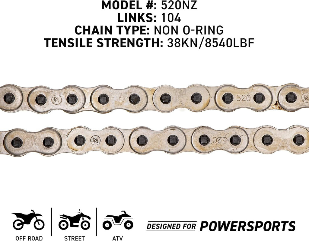 Drive Sprocket Chain Combo 13 Tooth 42 Tooth 520NZ Standard 104 Links Pack of 2 J962409