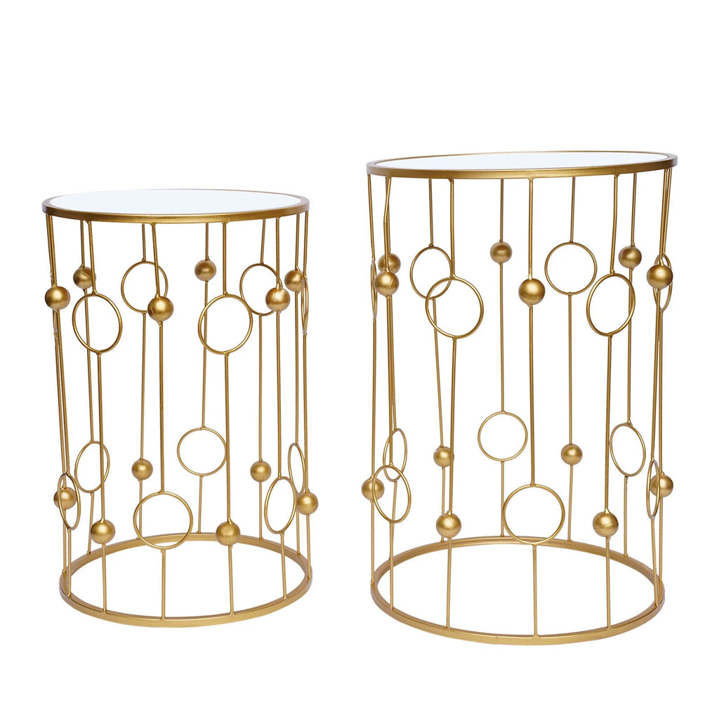 Set of 2 Round Glass Top Nesting Tables P6883