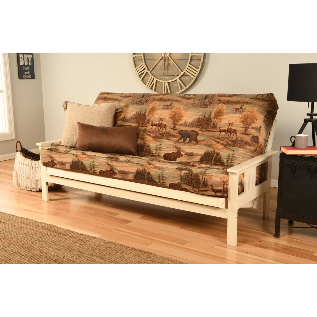 Antique White Finish Sofa with Removable Mattress Cover W68825