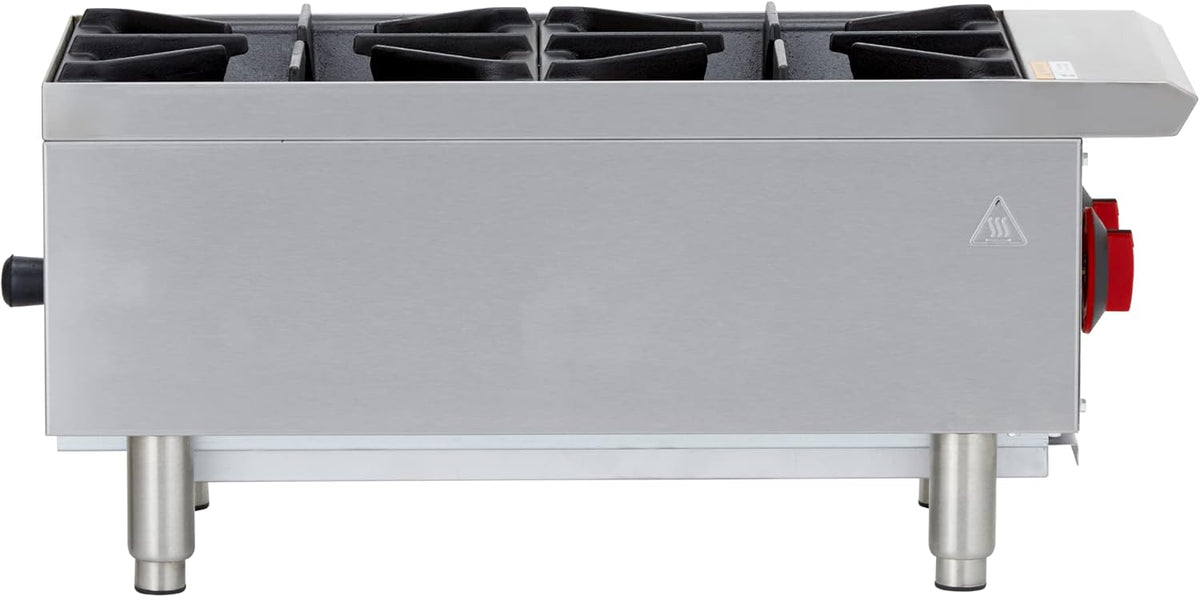 12" Two Burner Countertop Commercial Gas Hot Plate, Stainless Steel U4677