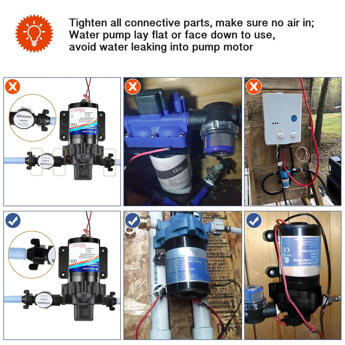 12V Diaphragm Water Pump with Pressure Switch 3.5 GPM 45 PSI N868
