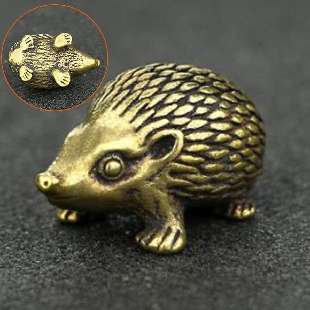 Vintage Brass Hedgehog Statue Ornaments E7280