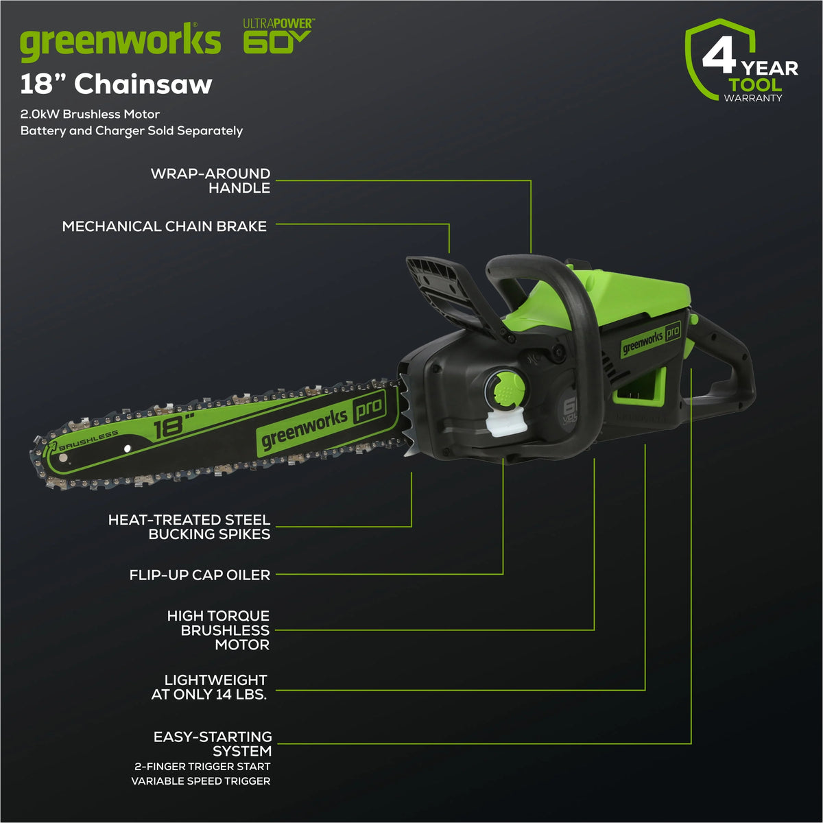 60V Cordless Chainsaw A4374