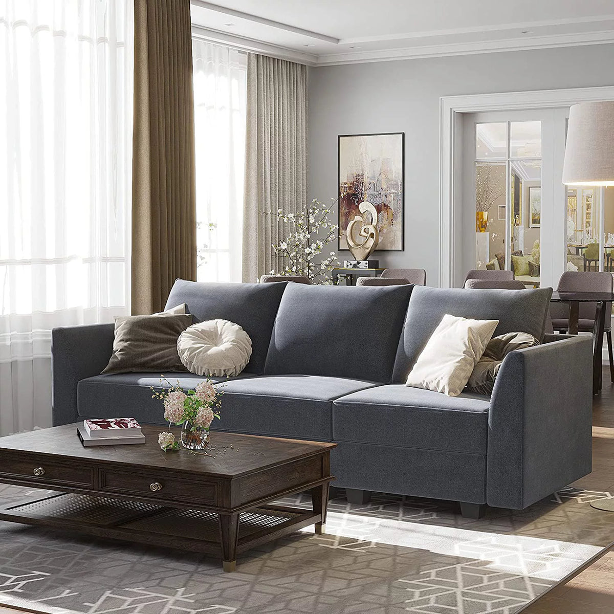 Bluish Gray 3-Seater Sectional Sofa R201180