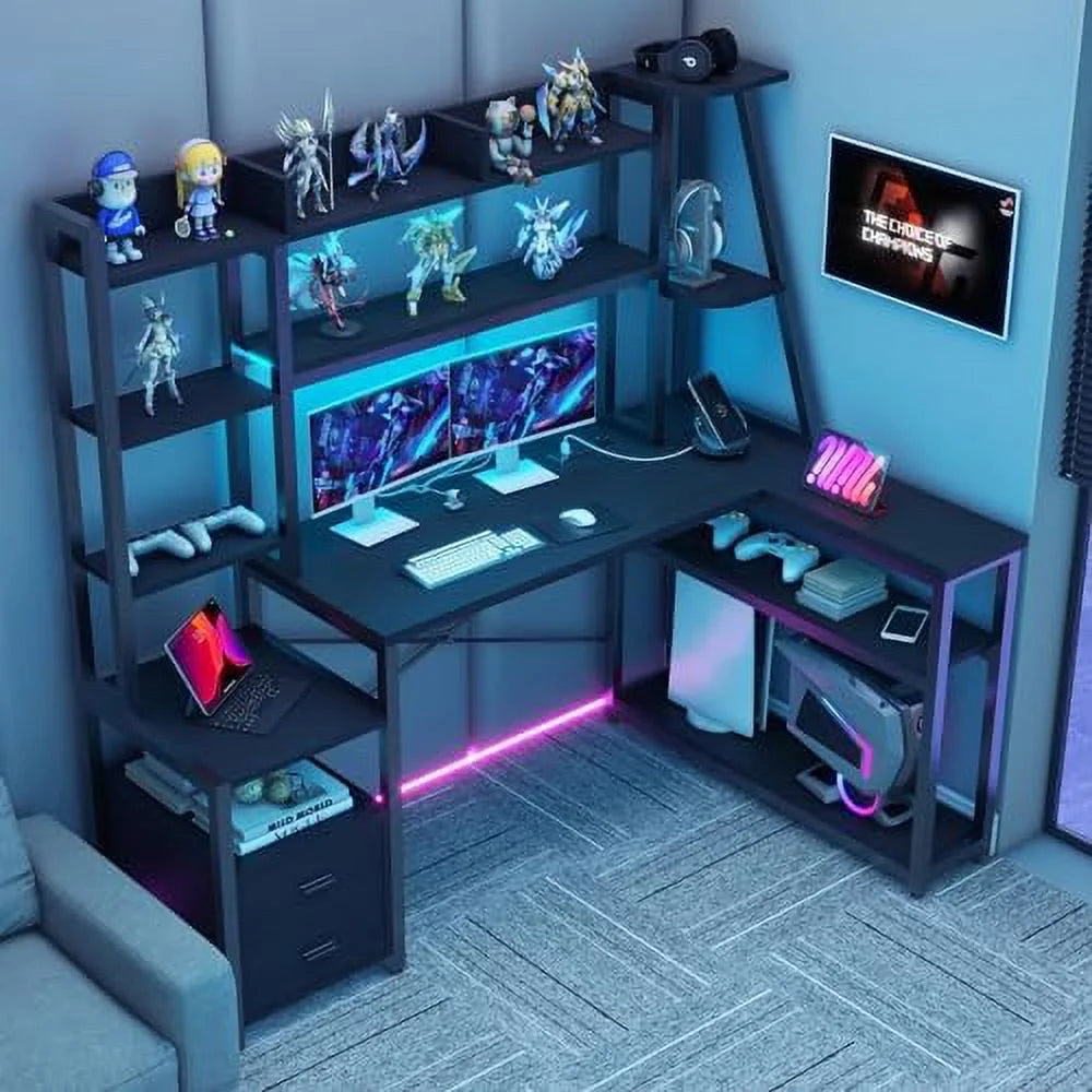 L Shaped Computer Desk with 2 Drawers L199