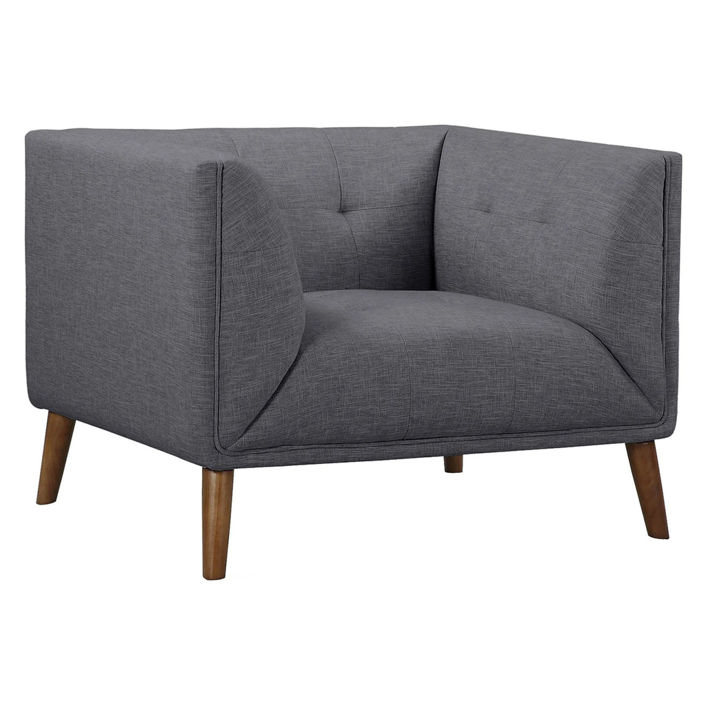 Gray Button-Tufted Linen Fabric Sofa Chair T60730
