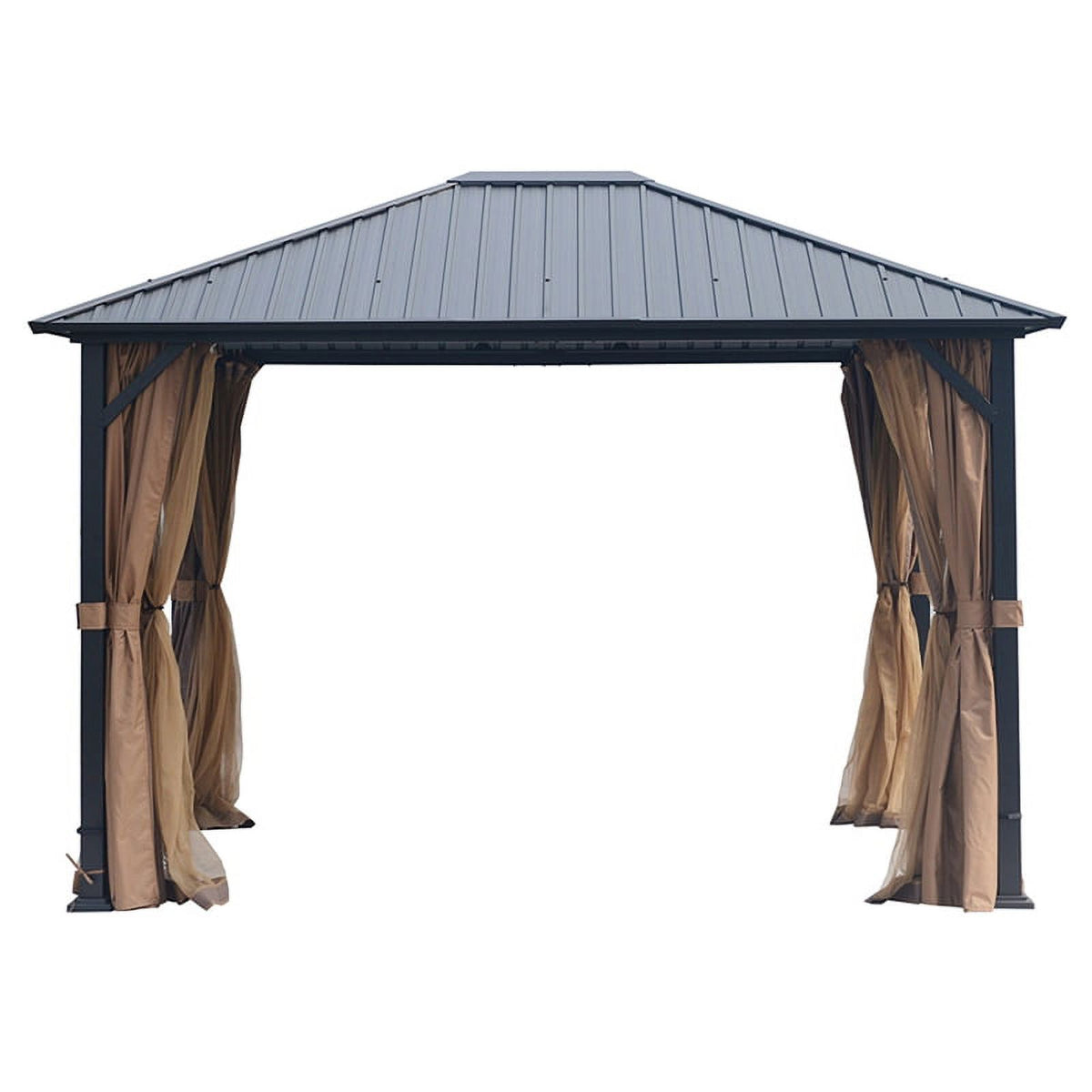 10x12 Hardtop Metal Canopy Gazebo with Netting Y436