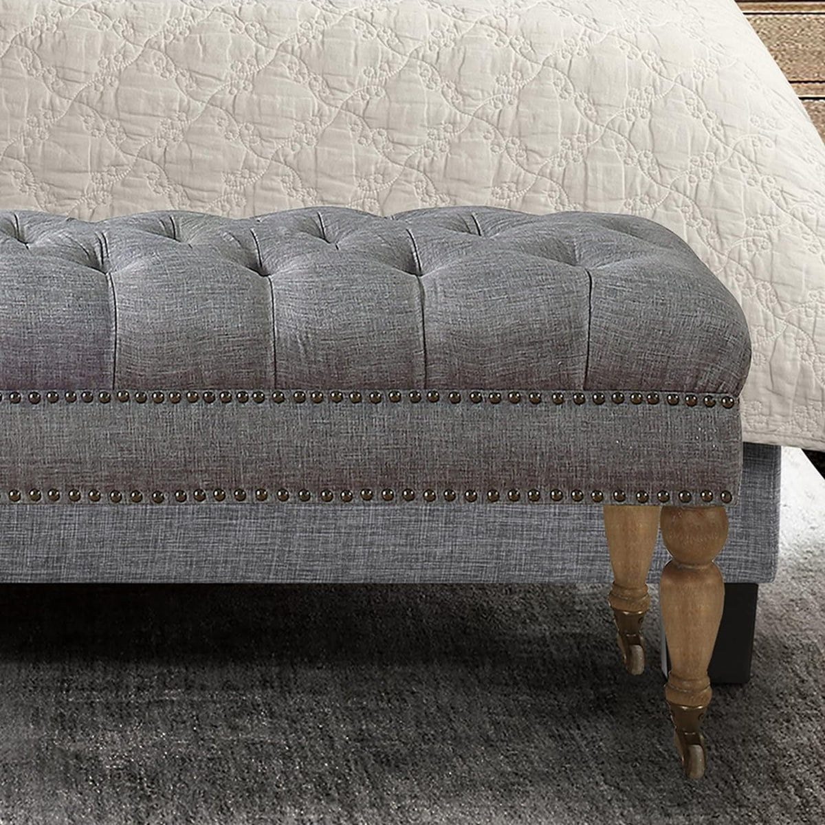 Upholstered Polyester Tufted Rectangular Bench W221726